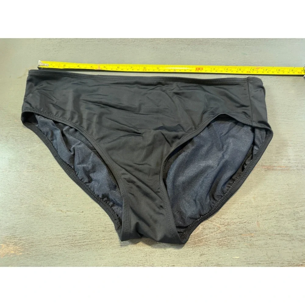 Tropical Escape Black High Waisted Bikini Bottom Swim Brief Womens Size 12